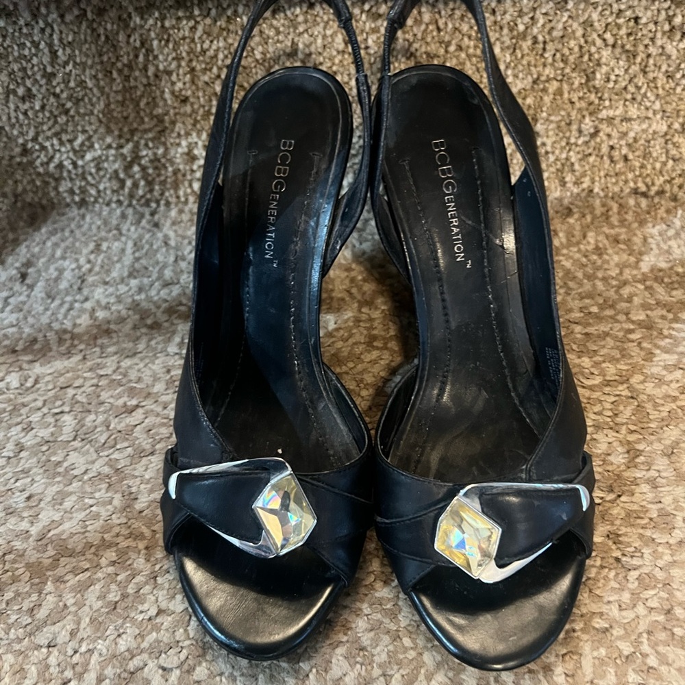 Bcbgeneration Black Heels With Silver Accent - image 1